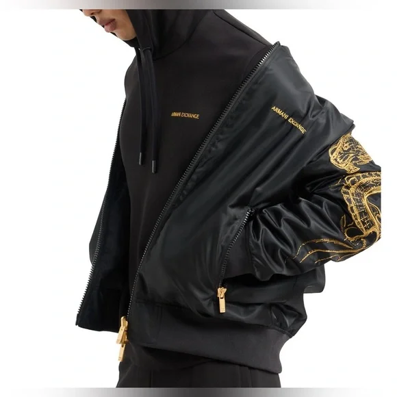 ARMANI EXCHANGE DRAGON EMBROIDERY BLACK JACKET - Picture 5 of 8
